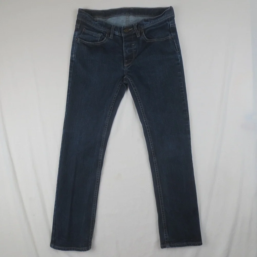 Matix Jeans Mens 30x27* Blue Dark Wash Slim Straight Low Rise Button Fly Denim